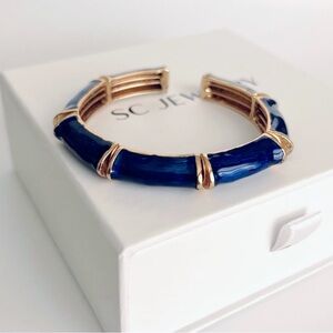 Cuff Royal Blue Bracelet | Handcrafted 22K Gold Tone | Adjustable Luxury Jewelry